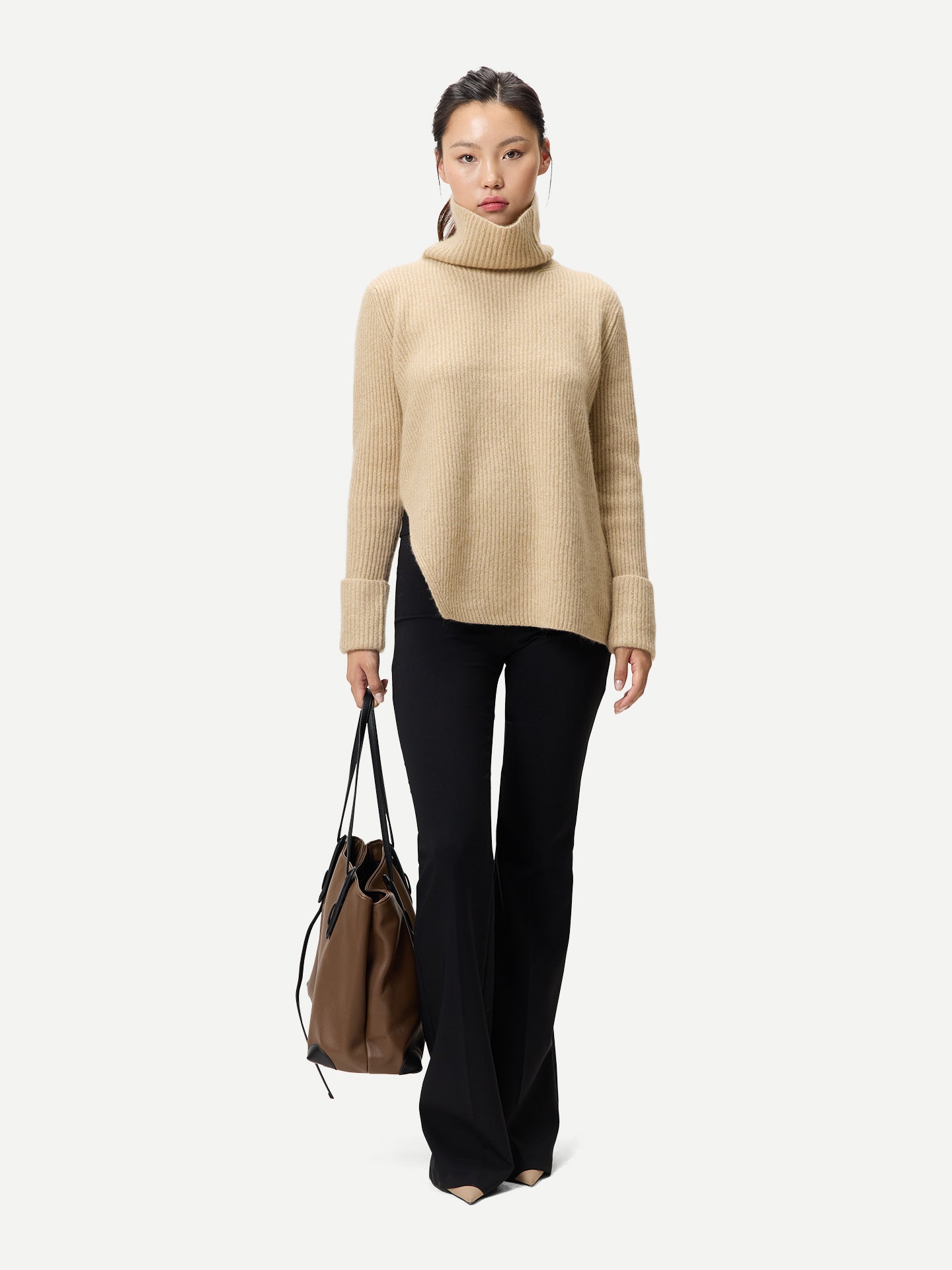 Kaschmir-Pullover mit Abnehmbarem Kragen Beige - Gobi Cashmere