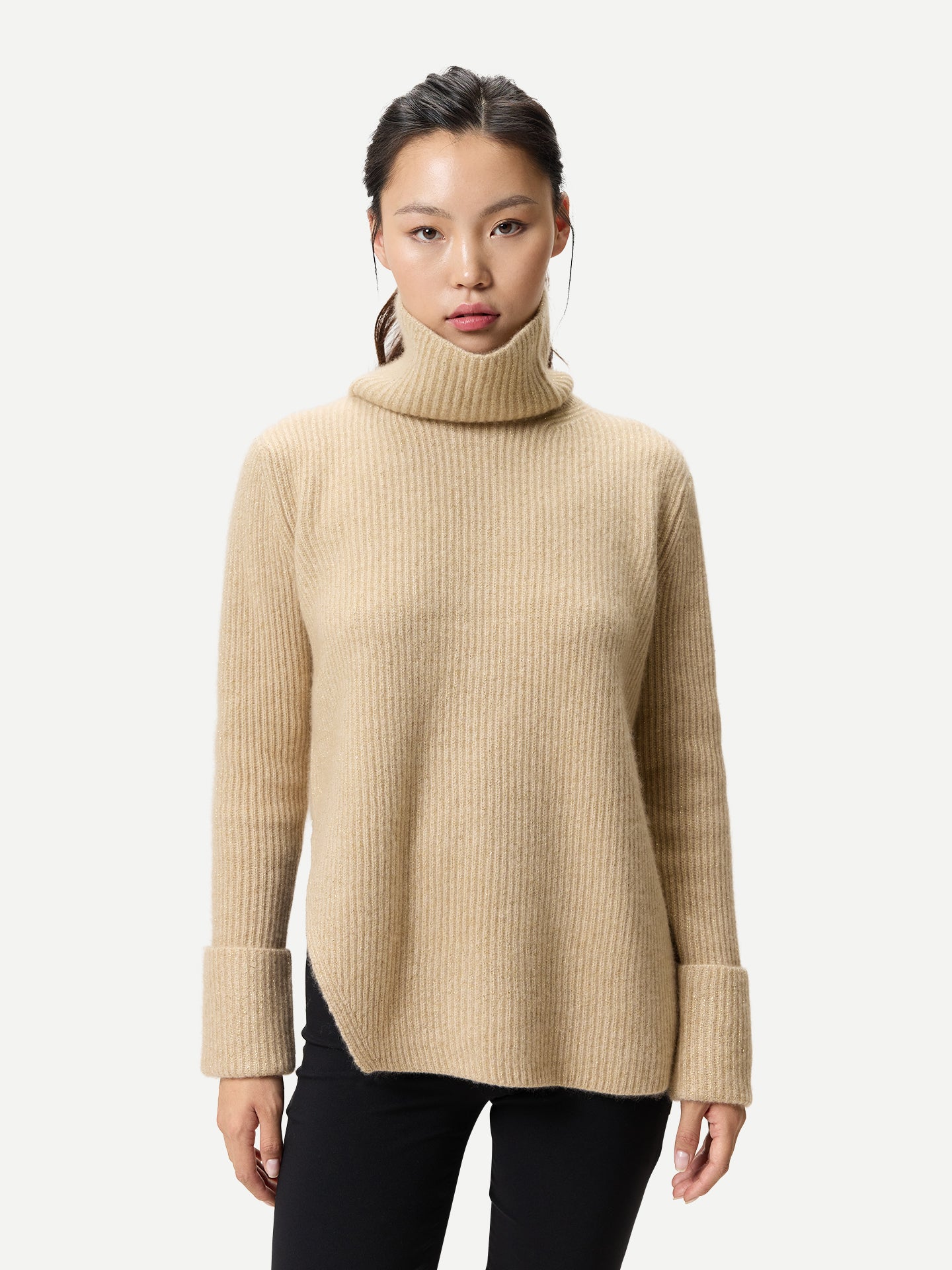 Kaschmir-Pullover mit Abnehmbarem Kragen Beige - Gobi Cashmere