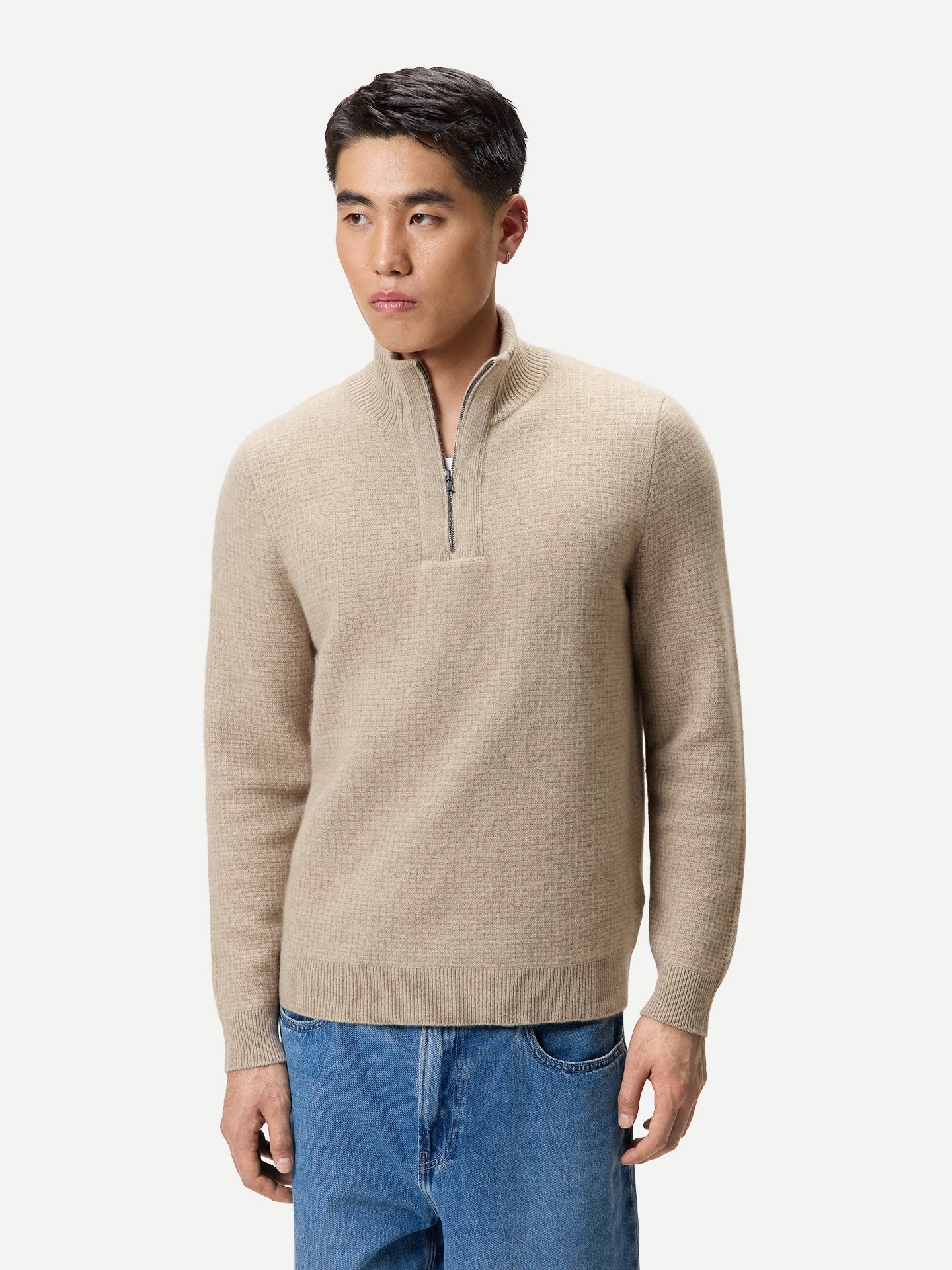 Herren Kaschmir-Pullover im Waffelstrick