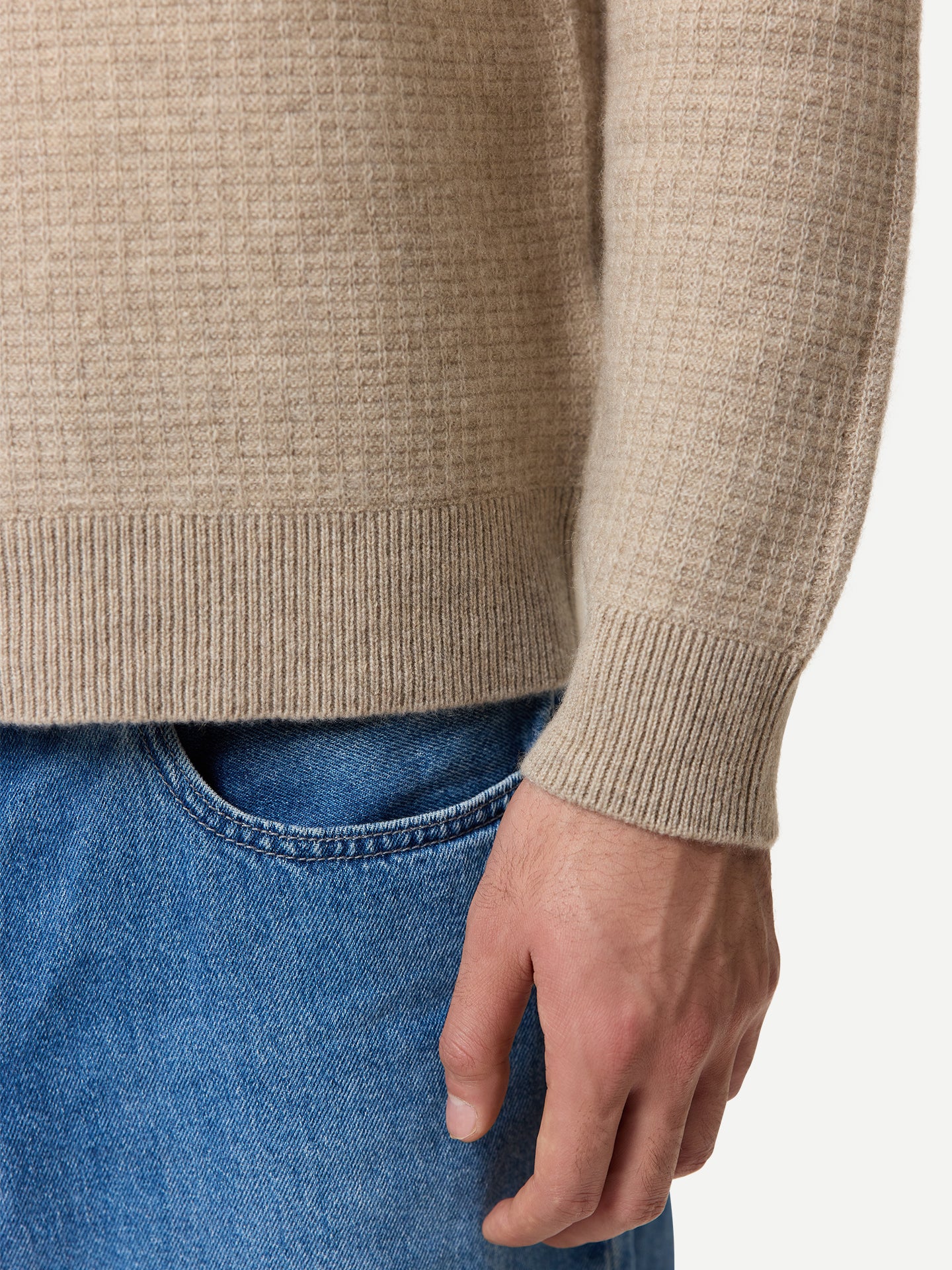 Herren Kaschmir-Pullover im Waffelstrick