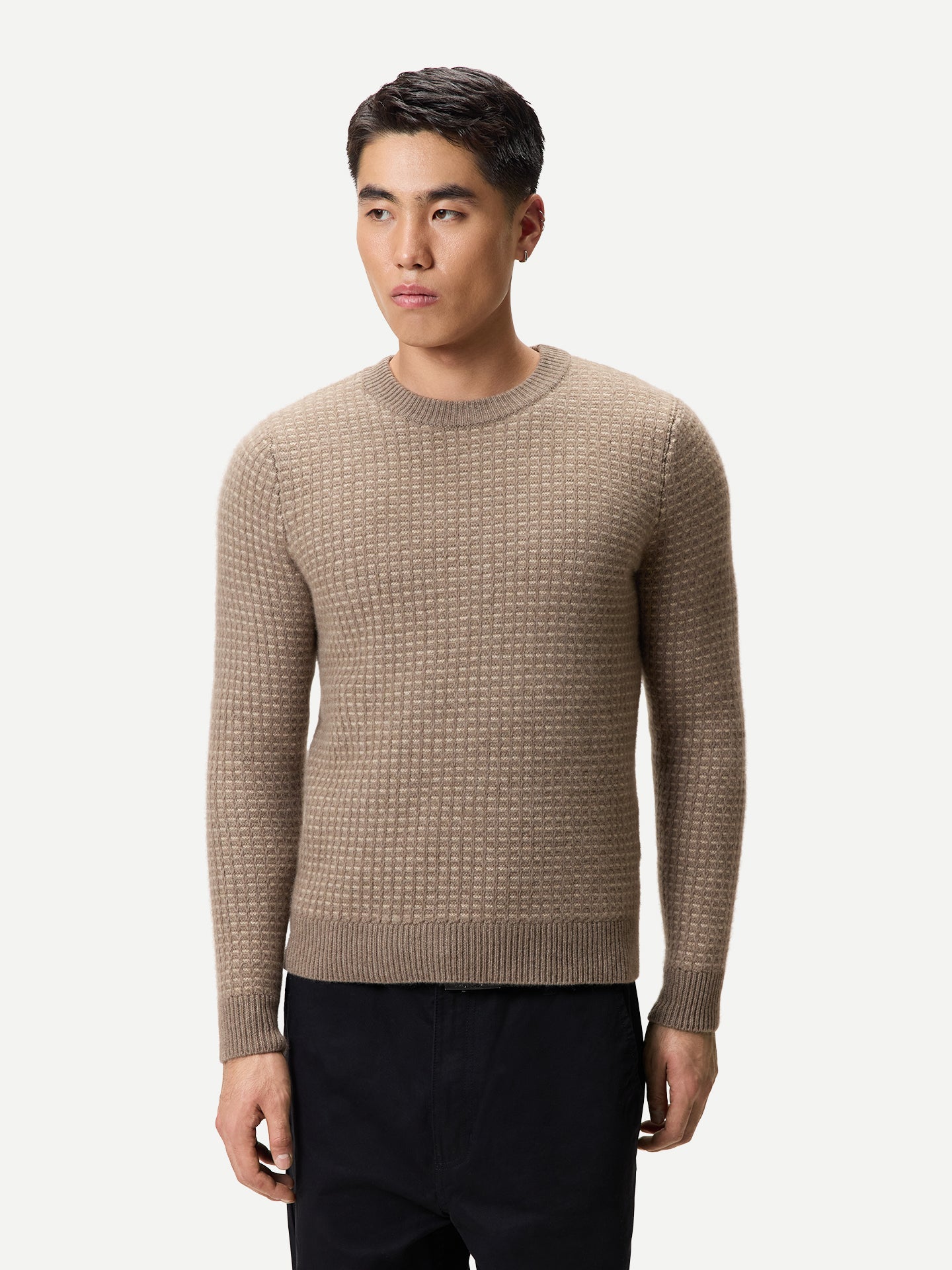 Herren Kaschmir-Pullover im Waffelstrick