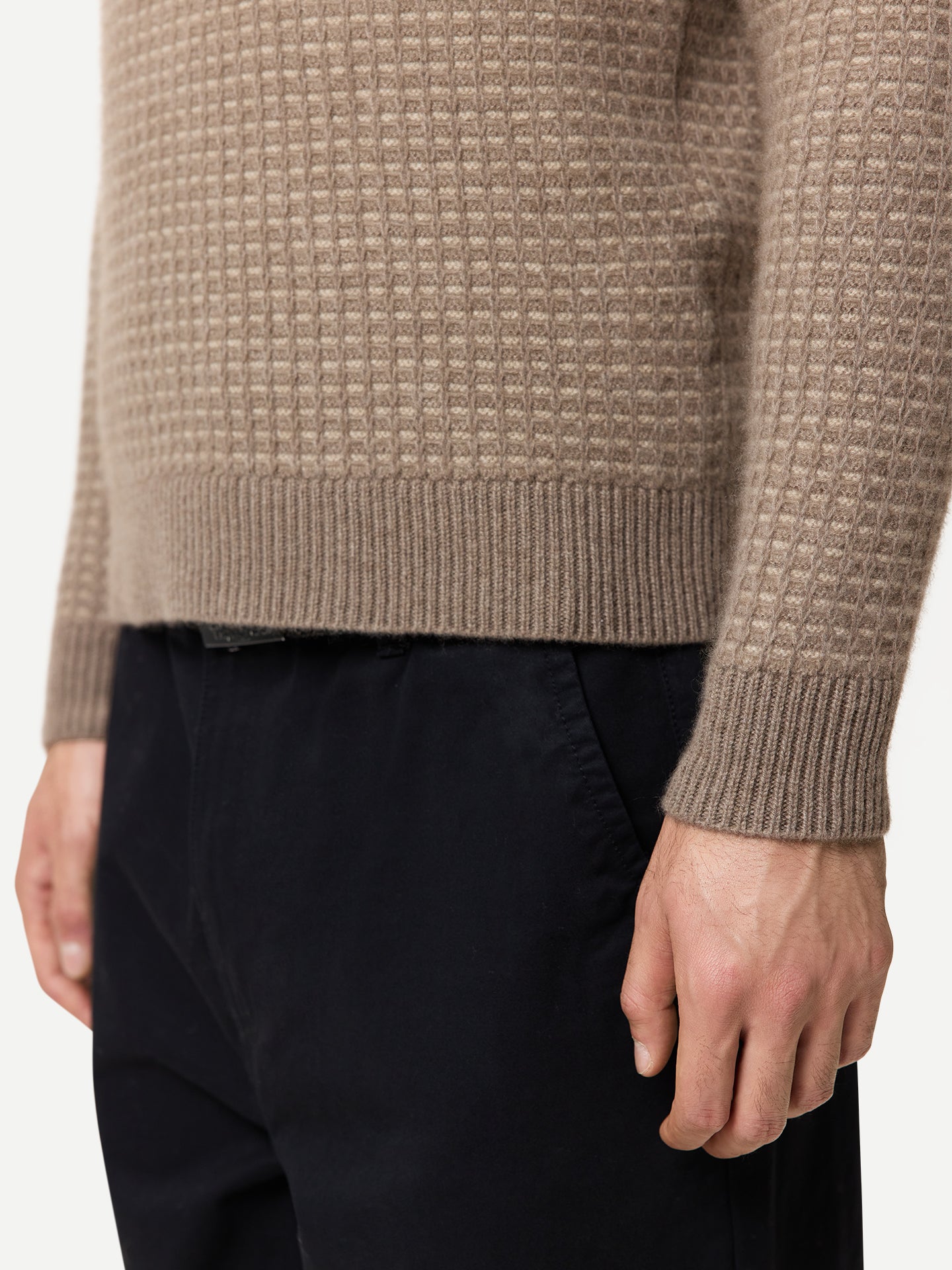 Herren Kaschmir-Pullover im Waffelstrick