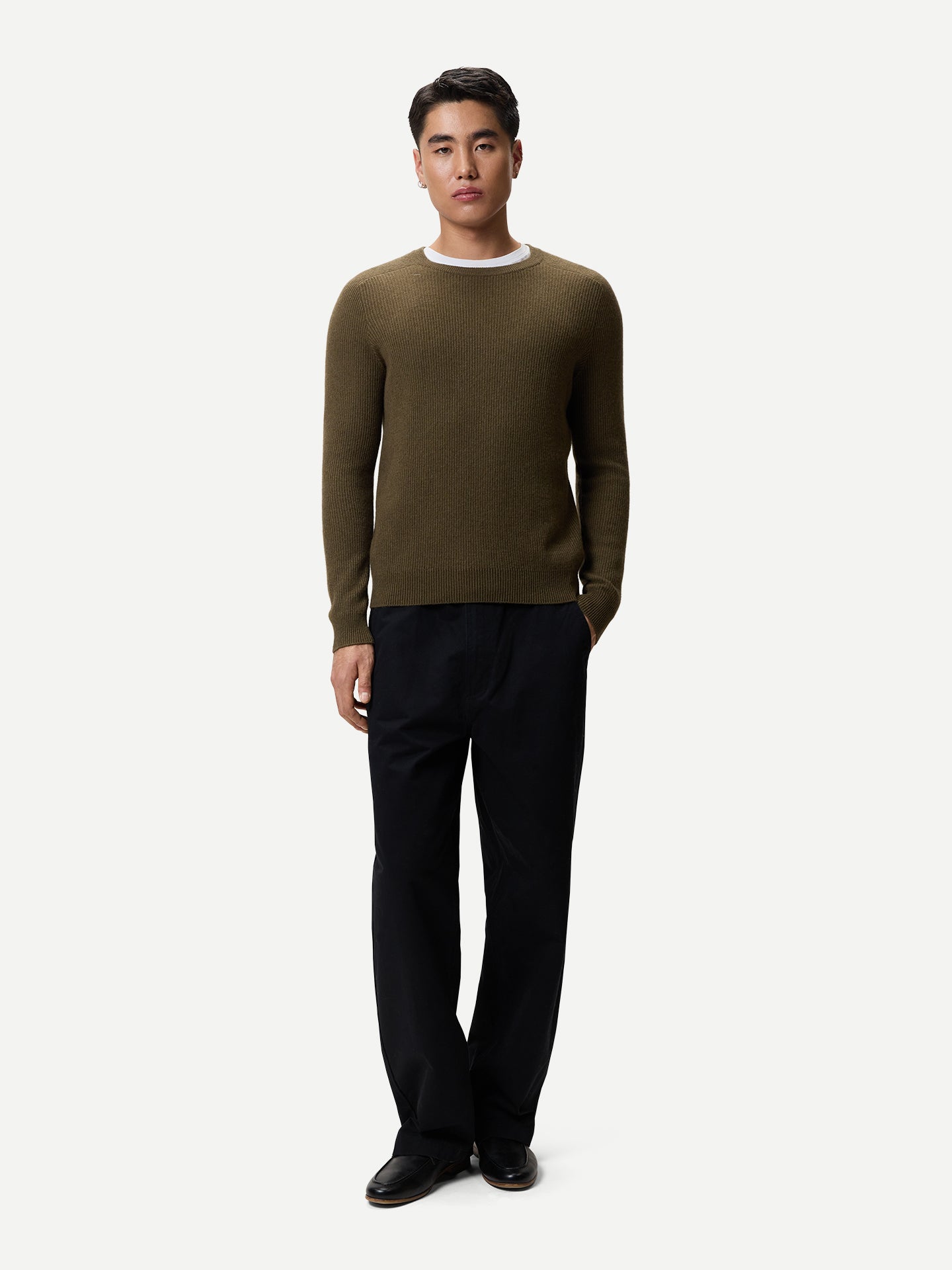 Herren Kaschmir-Pullover mit Rippenstrick
