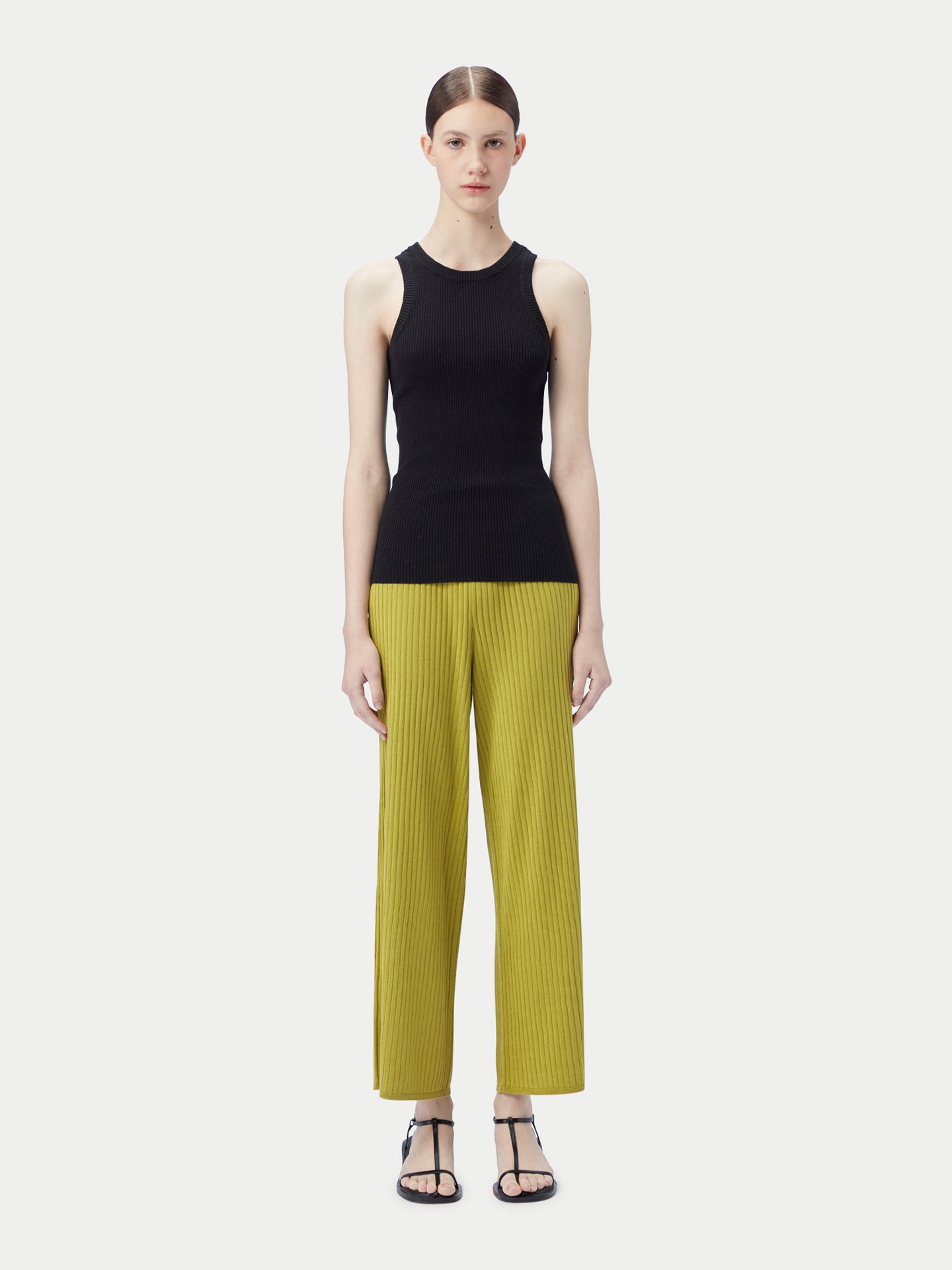 Geripptes Tank-Top aus Baumwoll-Seiden-Kaschmir-Mischung