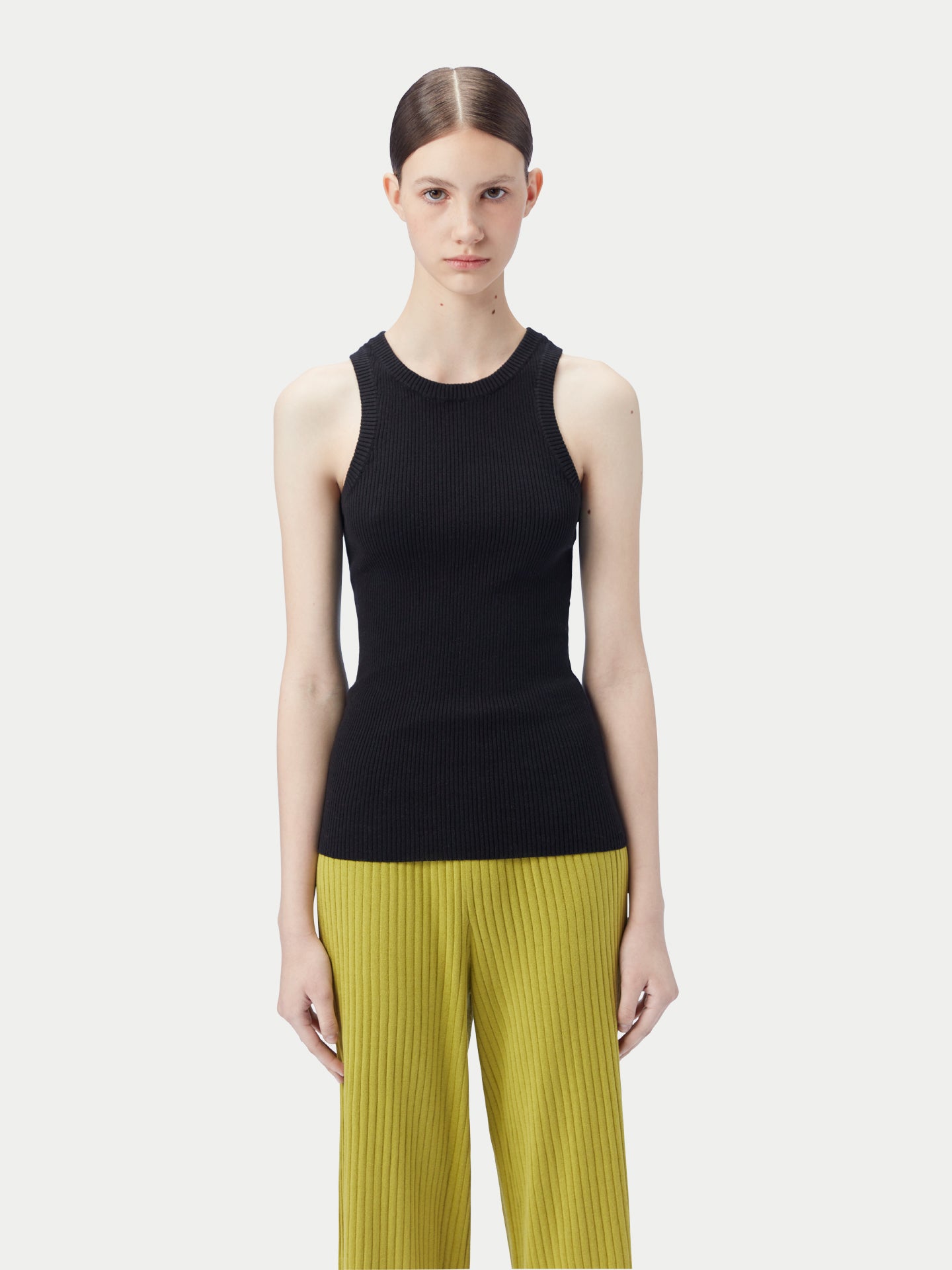 Geripptes Tank-Top aus Baumwoll-Seiden-Kaschmir-Mischung