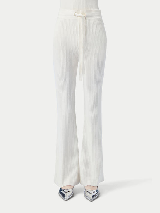 Rippenhose mit Kordelzug aus Baumwoll-Seiden-Kaschmir-Mischung
