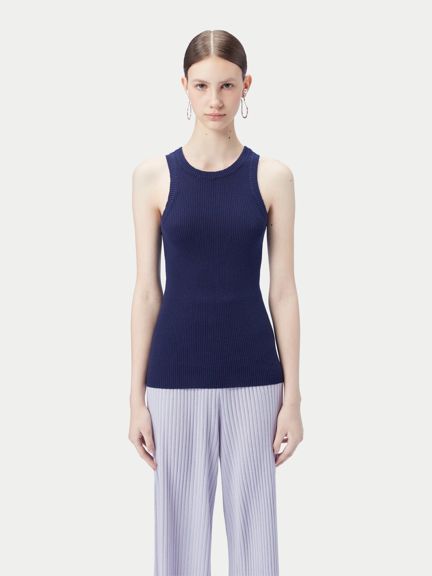 Geripptes Tank-Top aus Baumwoll-Seiden-Kaschmir-Mischung