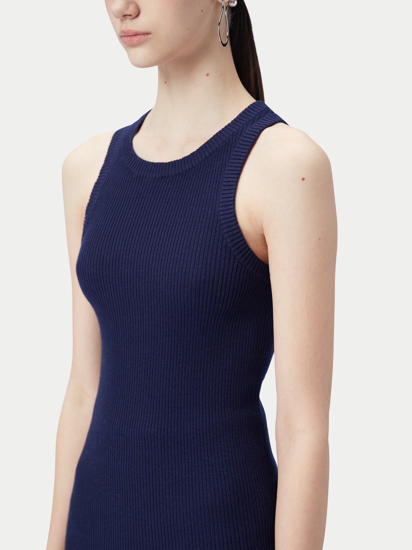 Geripptes Tank-Top aus Baumwoll-Seiden-Kaschmir-Mischung