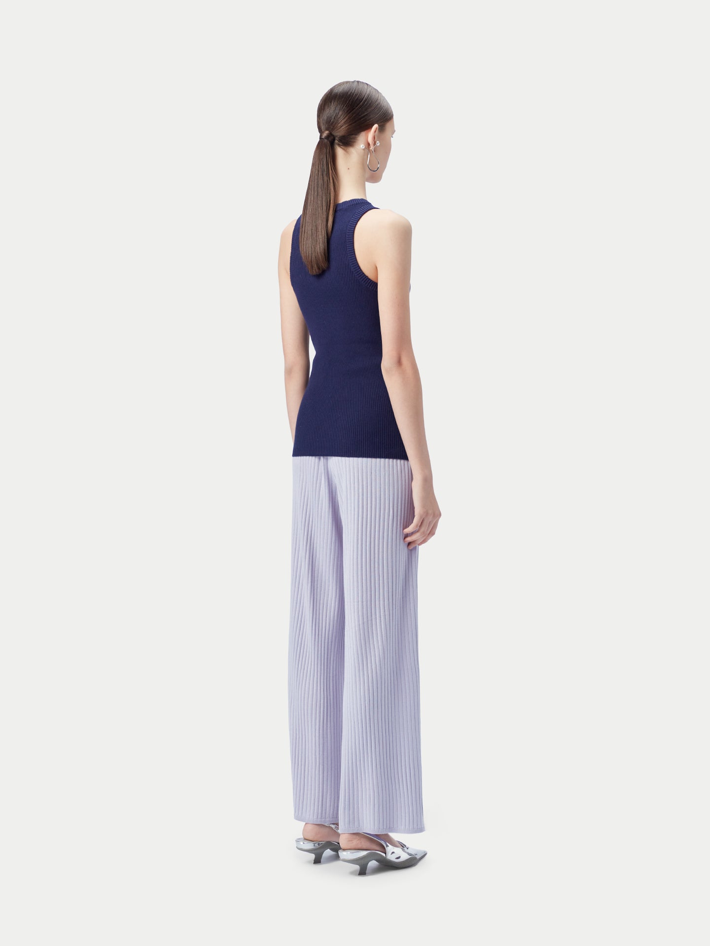 Geripptes Tank-Top aus Baumwoll-Seiden-Kaschmir-Mischung