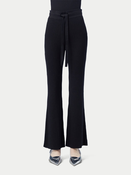 Rippenhose mit Kordelzug aus Baumwoll-Seiden-Kaschmir-Mischung