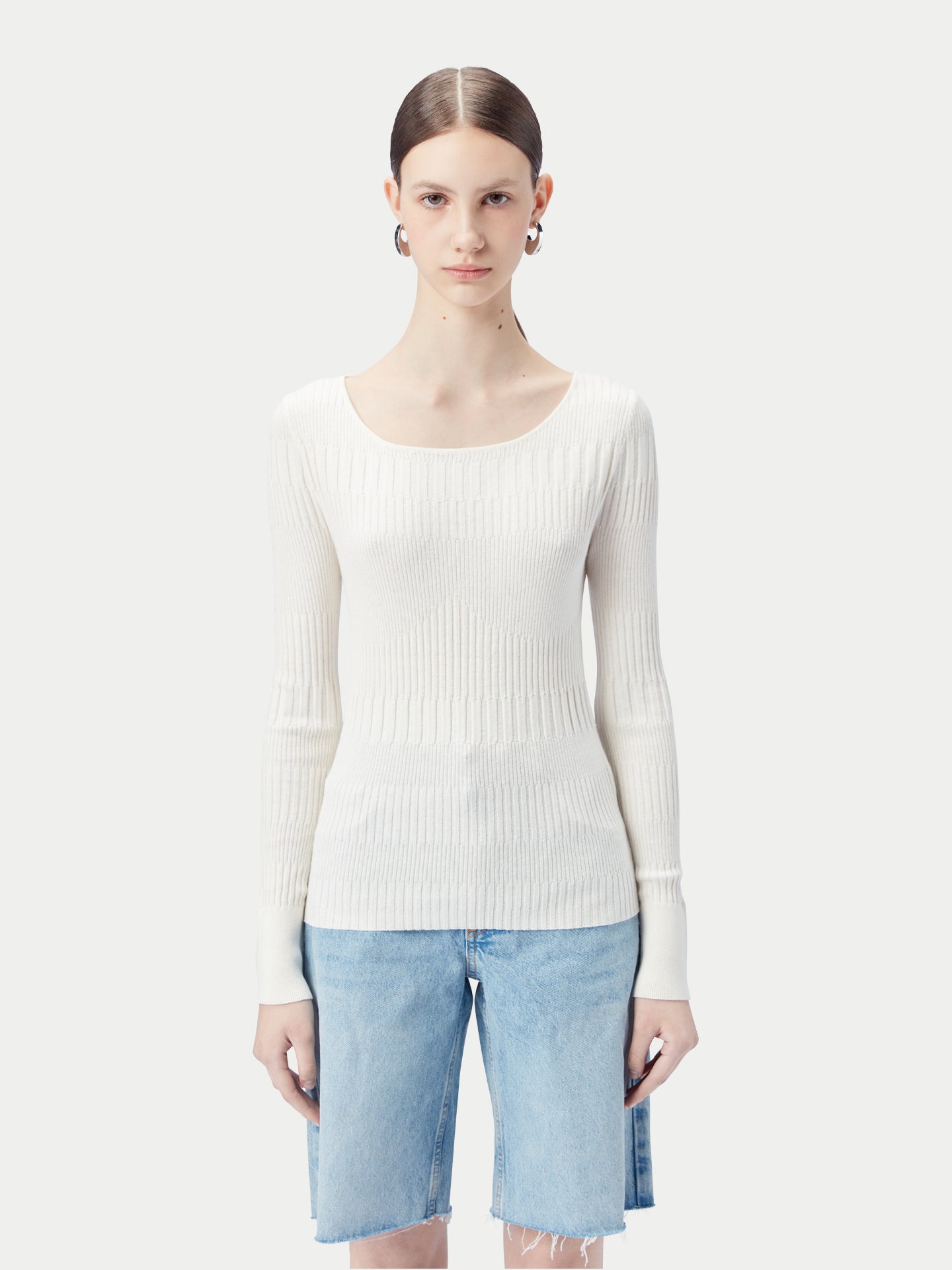 Rippenpullover aus Baumwoll-Seiden-Kaschmir-Mischung