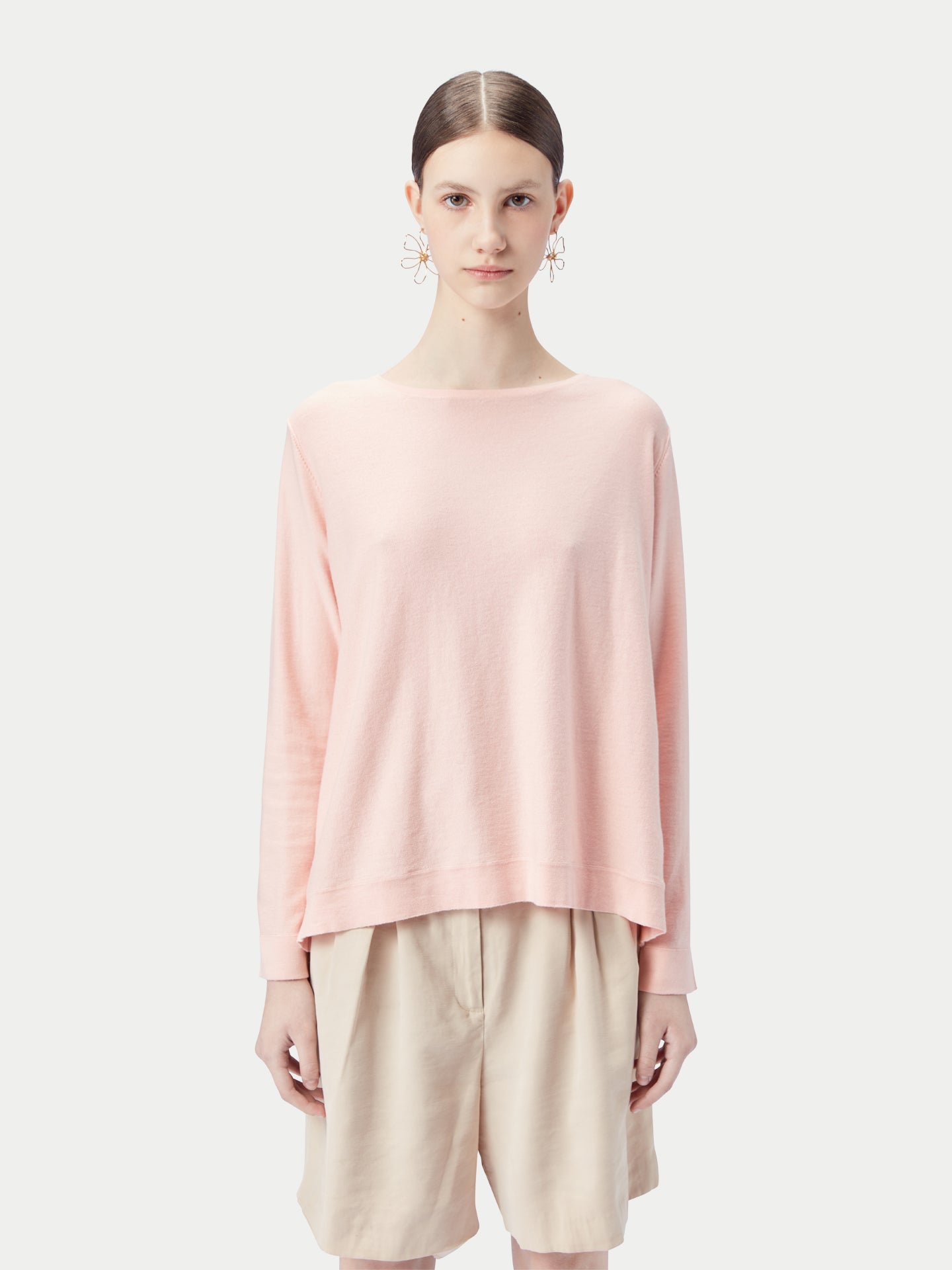 Pullover mit Bootsausschnitt aus Baumwoll-Seiden-Kaschmir-Mischung