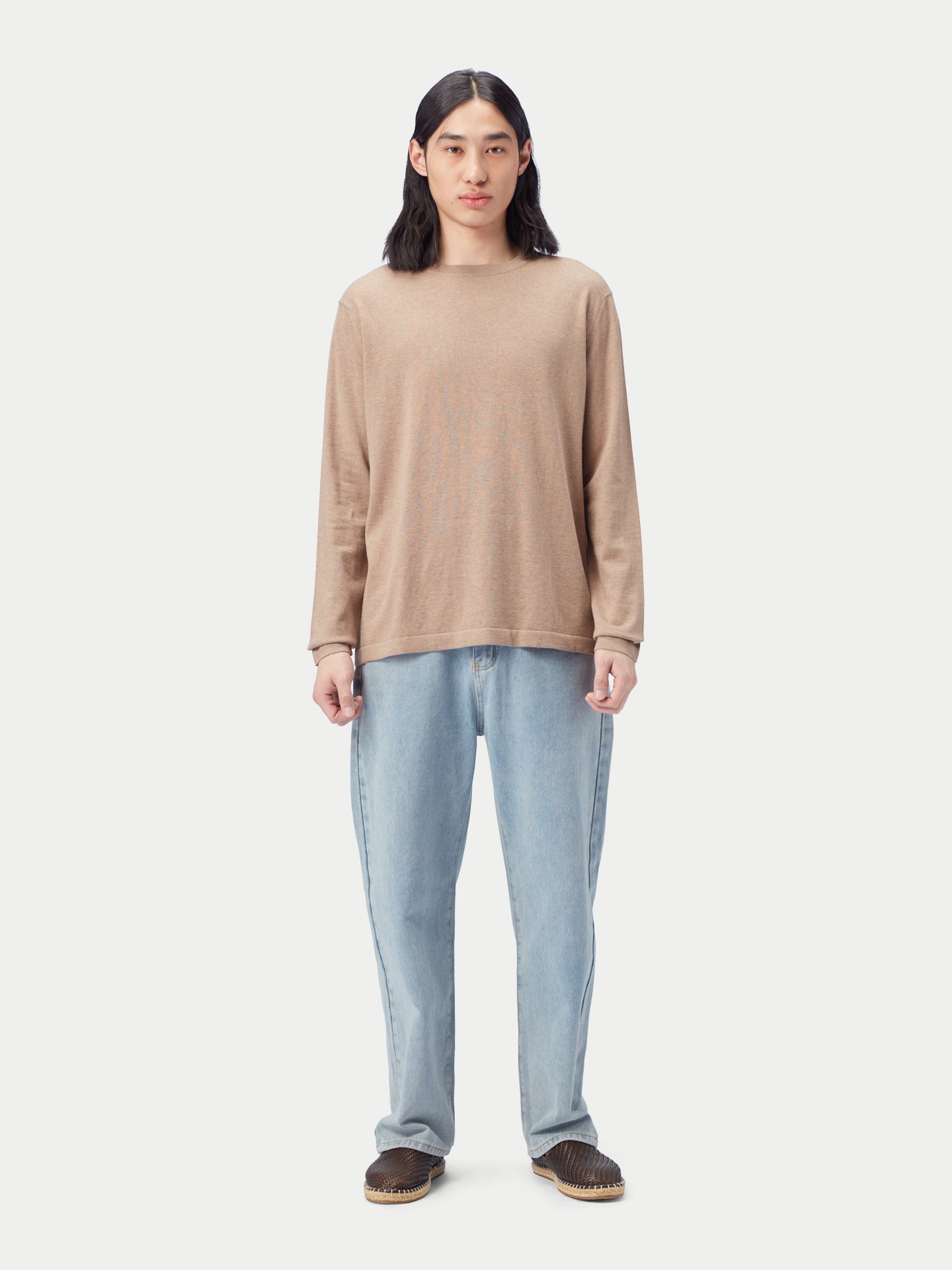 Rundhalspullover aus Baumwoll-Seiden-Kaschmir-Mischung