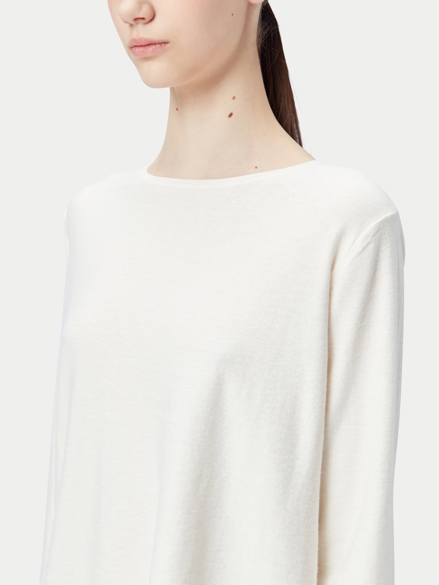 Pullover mit Bootsausschnitt aus Baumwoll-Seiden-Kaschmir-Mischung
