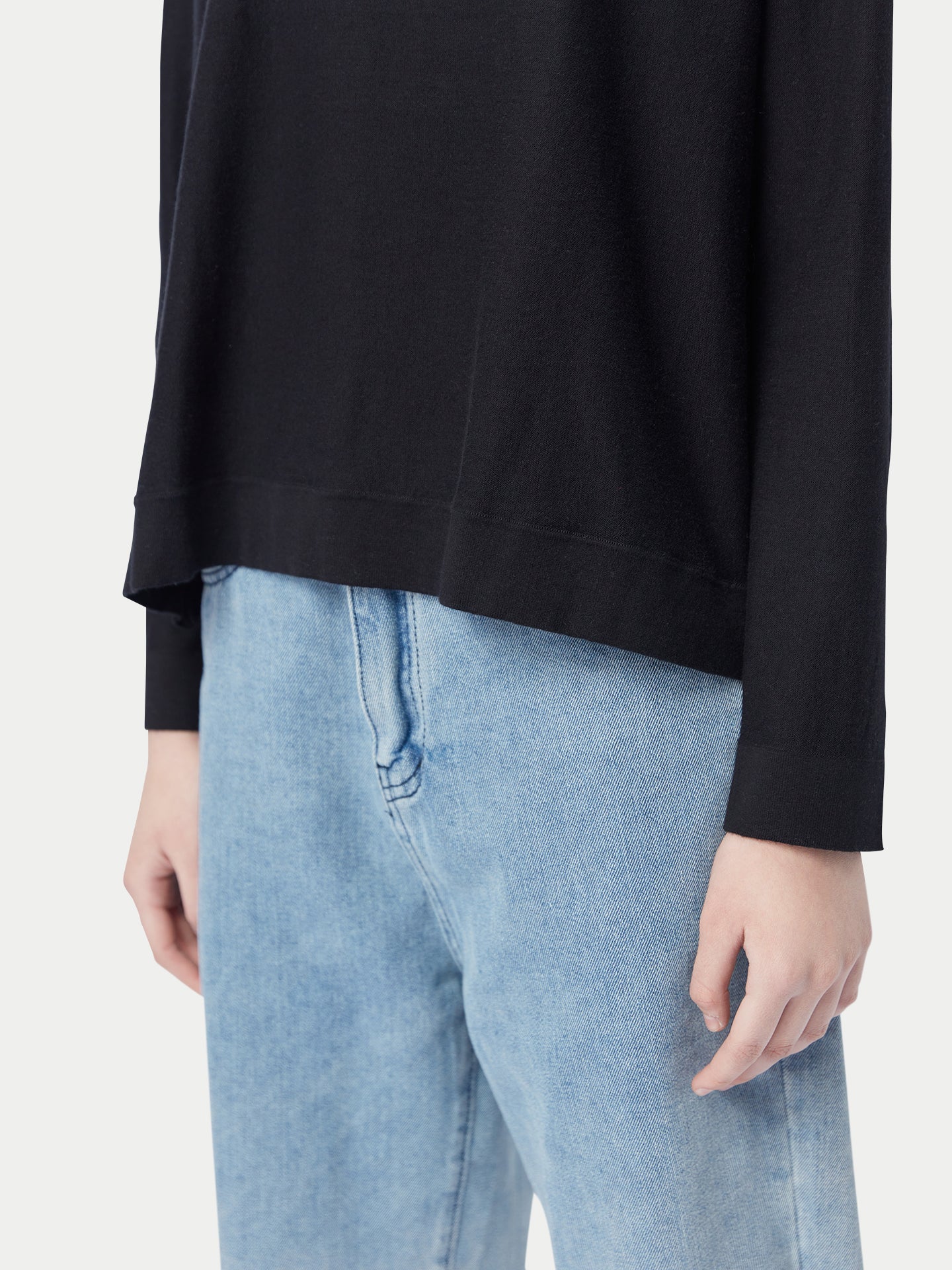 Pullover mit Bootsausschnitt aus Baumwoll-Seiden-Kaschmir-Mischung