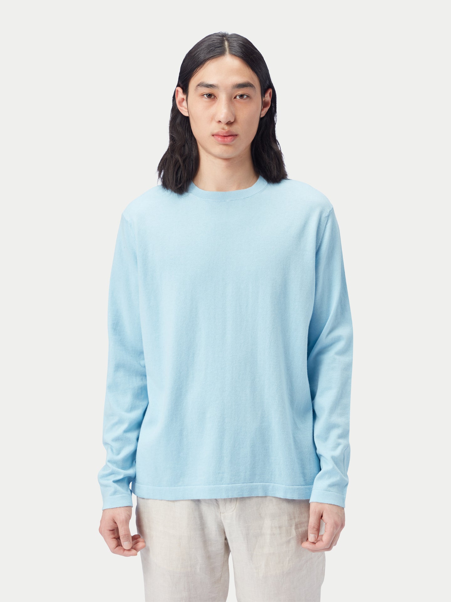 Rundhalspullover aus Baumwoll-Seiden-Kaschmir-Mischung