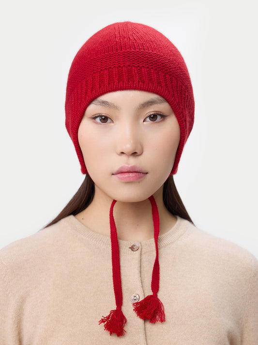 Ultimate Warmth Strick-Bindemütze Chili Pepper - Gobi Cashmere