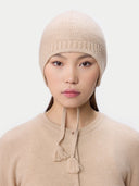 Ultimate Warmth Strick-Bindemütze Beige - Gobi Cashmere