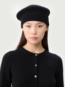 Strukturierte Strick-Beret Schwarz - Gobi Cashmere