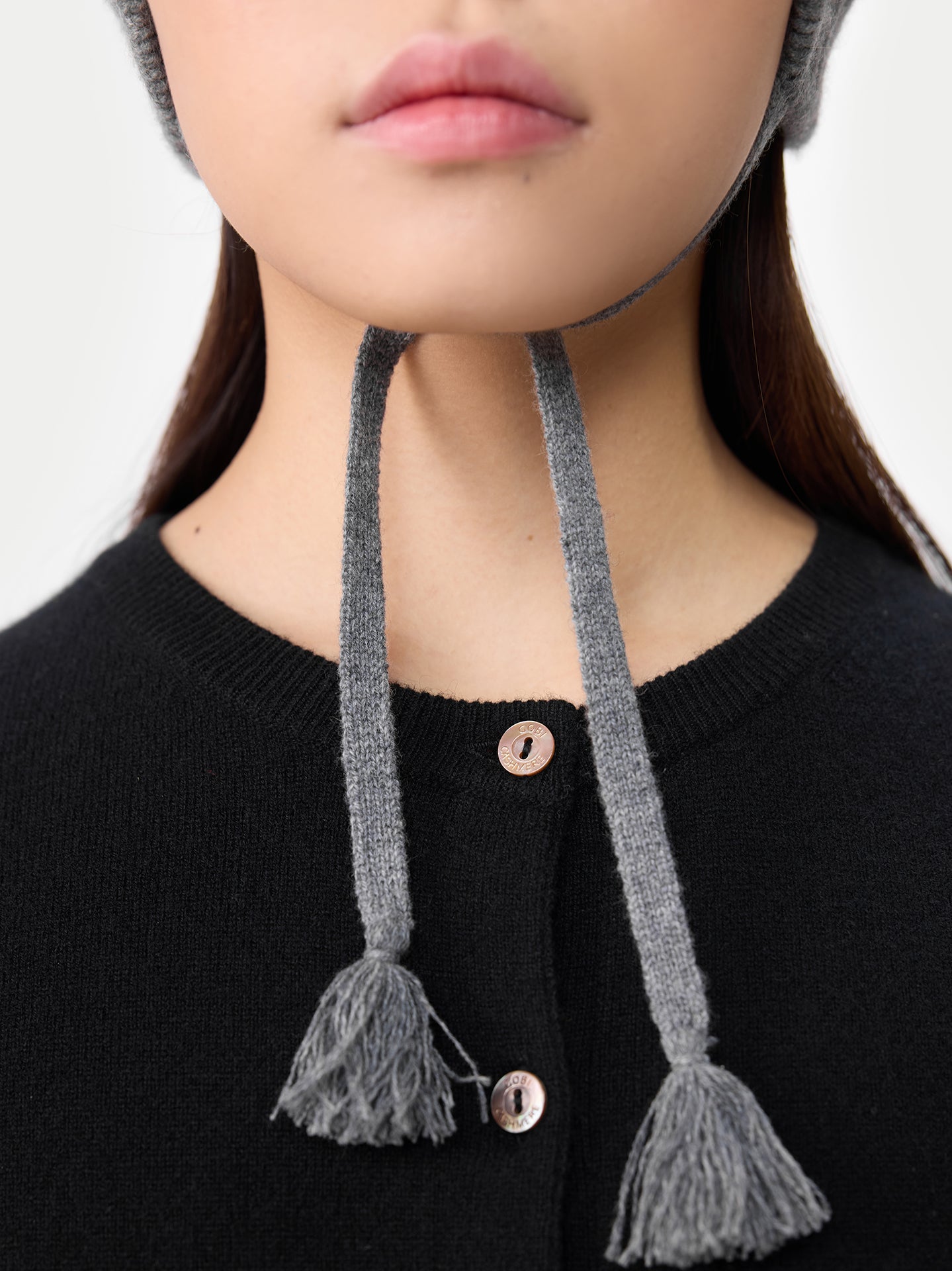 Ultimate Warmth Strick-Bindemütze Dunkelgrau - Gobi Cashmere