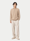 Naturfarbe Basic Kaschmirpullover mit Polokragen