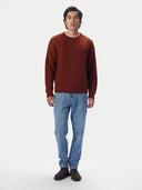 Kaschmirpullover mit Aran-Zopfmuster, Rundhals