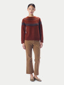 Kaschmirpullover mit nordischem Jacquardmuster und Rundhalsausschnitt