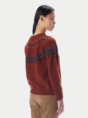 Kaschmirpullover mit nordischem Jacquardmuster und Rundhalsausschnitt