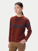 Kaschmirpullover mit nordischem Jacquardmuster und Rundhalsausschnitt