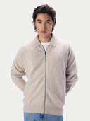 Kaschmir-Strickjacke mit spitzem Kragen und Reißverschluss