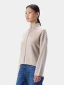 Kaschmirpullover mit Zopfgeflecht und Stehkragen