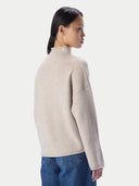 Kaschmirpullover mit Zopfgeflecht und Stehkragen