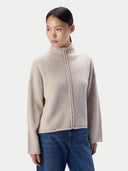 Kaschmirpullover mit Zopfgeflecht und Stehkragen