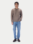Kaschmirpullover mit Aran-Zopfmuster, Rundhals