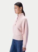 Kaschmirpullover mit Knopfleiste und Stehkragen