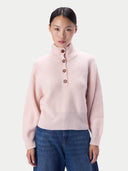 Kaschmirpullover mit Knopfleiste und Stehkragen