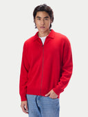 Kaschmir-Strickjacke mit spitzem Kragen und Reißverschluss