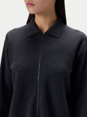 Kaschmir-Seide Strickjacke, kurz, mit Reißverschluss