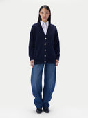 Kaschmir-Strickjacke mit lockerer Passform und V-Ausschnitt