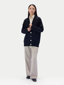 Kaschmir-Strickjacke mit lockerer Passform und V-Ausschnitt