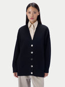 Kaschmir-Strickjacke mit lockerer Passform und V-Ausschnitt
