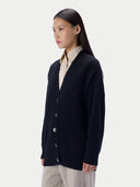 Kaschmir-Strickjacke mit lockerer Passform und V-Ausschnitt