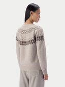 Kaschmirpullover mit nordischem Jacquardmuster und Rundhalsausschnitt