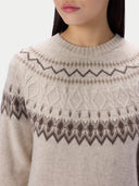 Kaschmirpullover mit nordischem Jacquardmuster und Rundhalsausschnitt