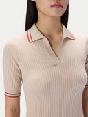 Kaschmir-Seiden-Polopullover im Rippstrick