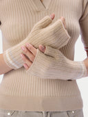 Fingerlose, gestreifte Kaschmirhandschuhe