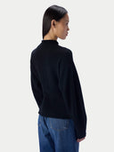 Kaschmir-Strickjacke mit Stehkragen und Knopfleiste
