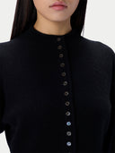 Kaschmir-Strickjacke mit Stehkragen und Knopfleiste