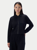 Kaschmir-Seide Strickjacke, kurz, mit Reißverschluss