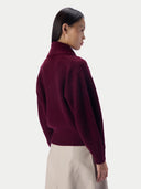 Kurze Kaschmir-Strickjacke mit Schalkragen